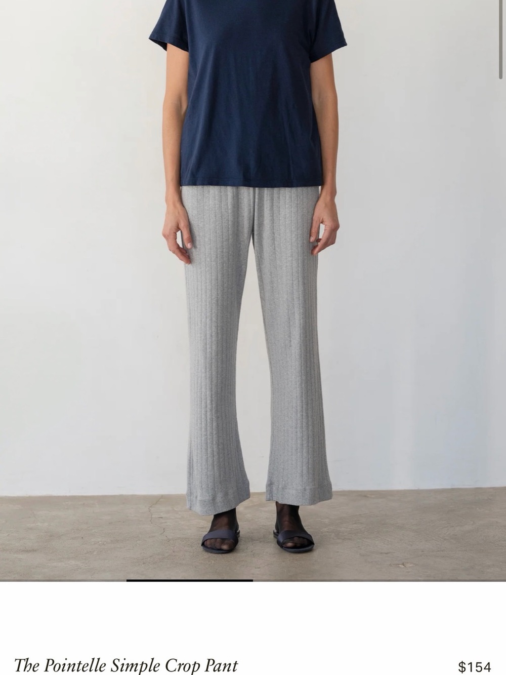 DONNI. Pointelle Knit Crop Pants in Light Gray